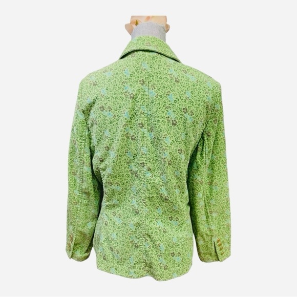 Eddie Bauer Light Green Floral Corduroy Blazer - Size 10  1990's - Picture 3 of 11